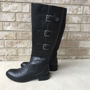 Ecco Hobart Leather Buckle Knee High Boots Size 37 (USA 6-6.5)🌸